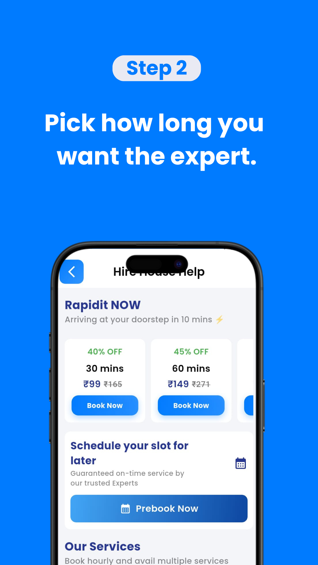 Select duration in app